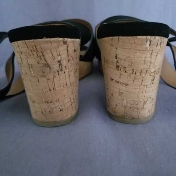 Cityclassified Cork Wedge Faux Suede Sandals - Picture 3 of 8